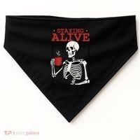 Spooky Vibe Coffee Skeleton Halloween Staying Alive Meme USA-Made Doggie Bandana thumb 0