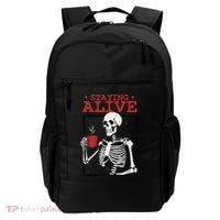 Spooky Vibe Coffee Skeleton Halloween Staying Alive Meme Backpack thumb 0