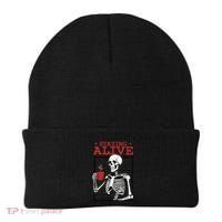 Spooky Vibe Coffee Skeleton Halloween Staying Alive Meme Beanie thumb 0