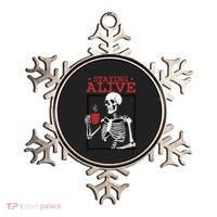 Spooky Vibe Coffee Skeleton Halloween Staying Alive Meme Ornament thumb 0