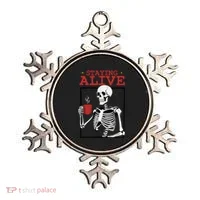 Spooky Vibe Coffee Skeleton Halloween Staying Alive Meme Ornament thumb 0
