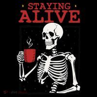 Spooky Vibe Coffee Skeleton Halloween Staying Alive Meme Ornament thumb 1