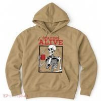 Spooky Vibe Coffee Skeleton Halloween Staying Alive Meme Hoodie thumb 0