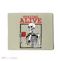 Spooky Vibe Coffee Skeleton Halloween Staying Alive Meme Mousepad thumb 0