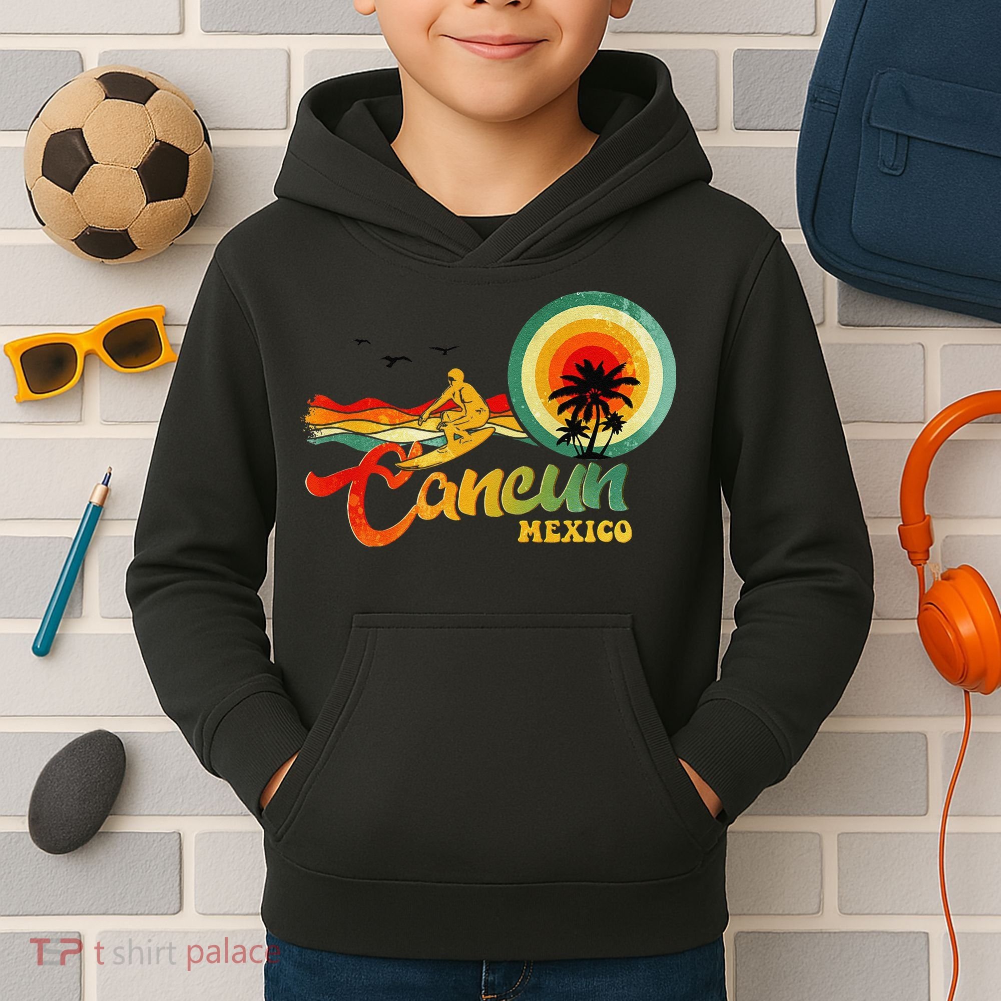 Summer Vacation Cancun Mexico Beach Kids Hoodie