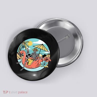 Summer Vibes Chill Vibes Only Hippie Skeleton Button