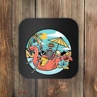 Summer Vibes Chill Vibes Only Hippie Skeleton Coaster thumb 0