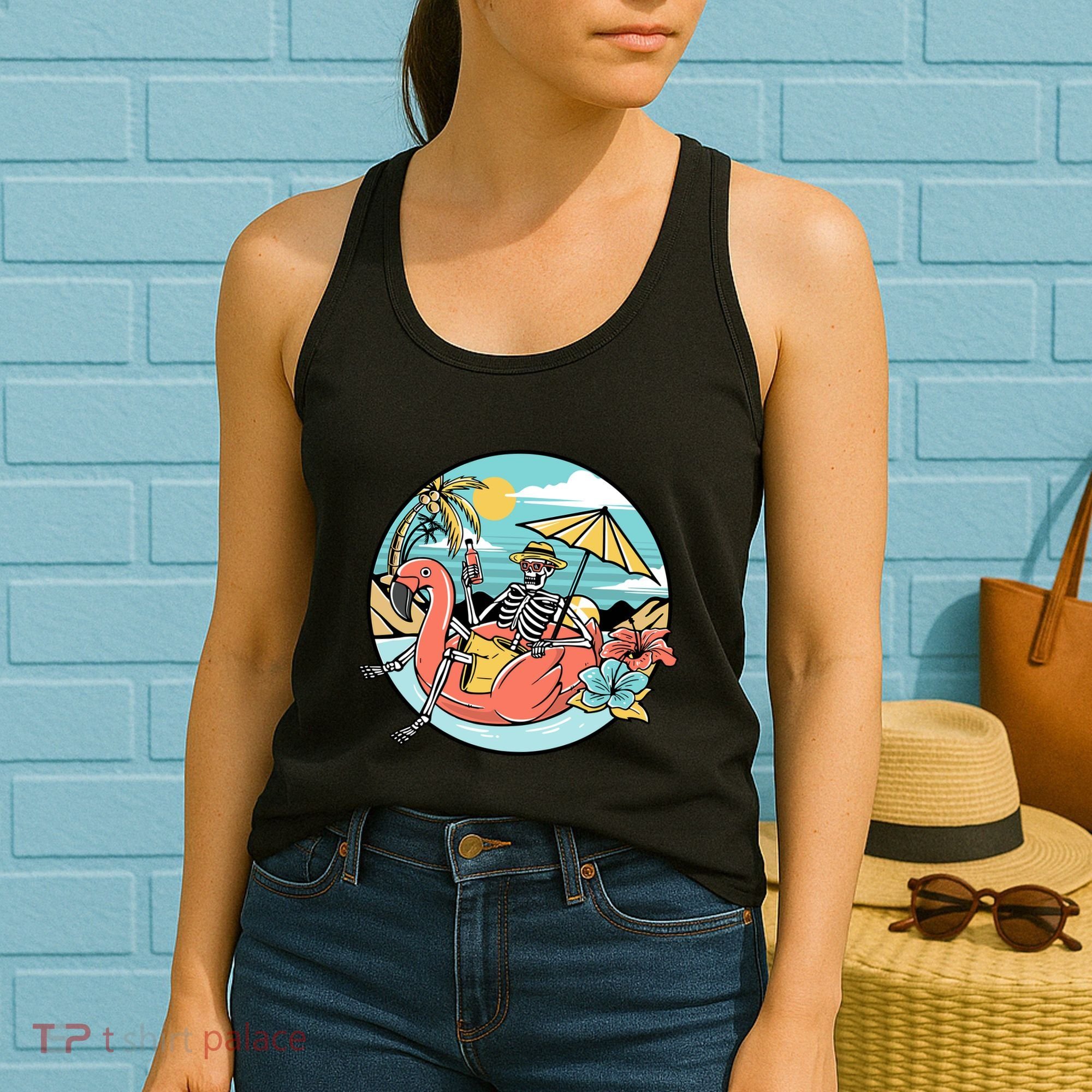 Summer Vibes Chill Vibes Only Hippie Skeleton Women's Tank Top