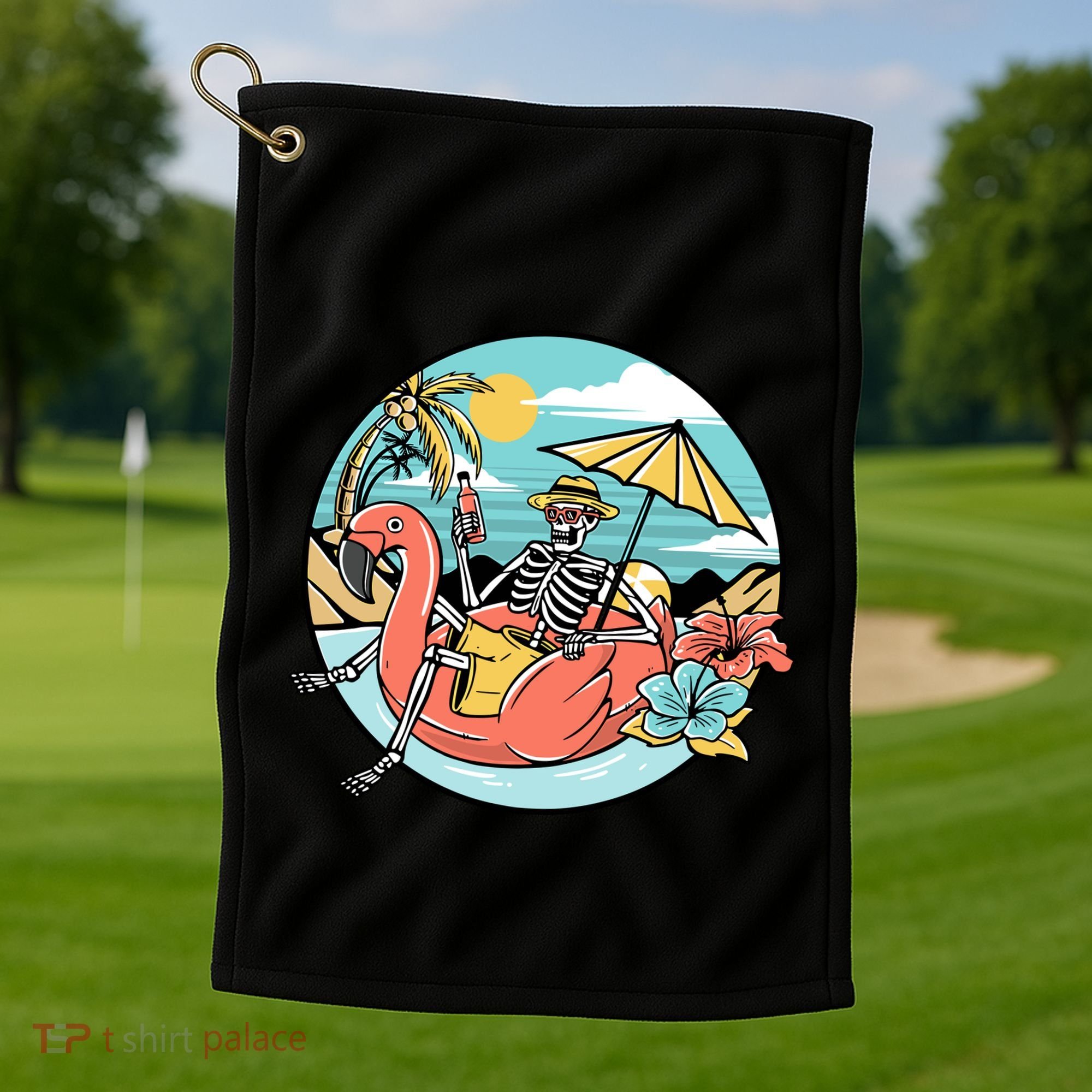 Summer Vibes Chill Vibes Only Hippie Skeleton Golf Towel