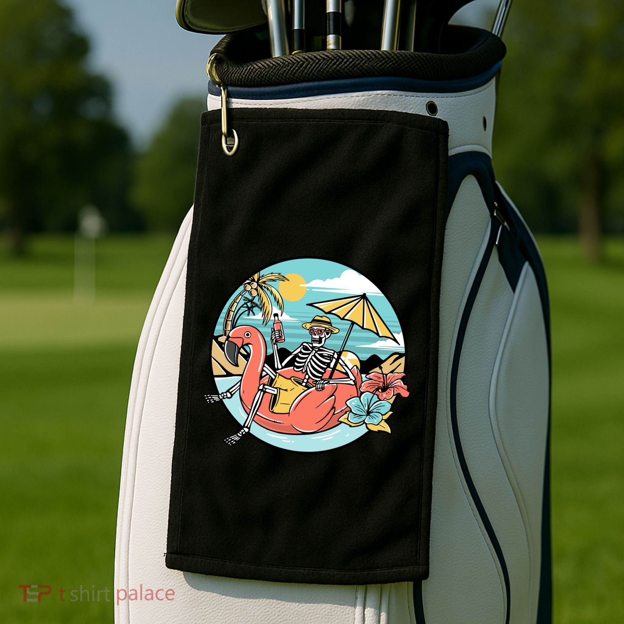 Summer Vibes Chill Vibes Only Hippie Skeleton Golf Towel