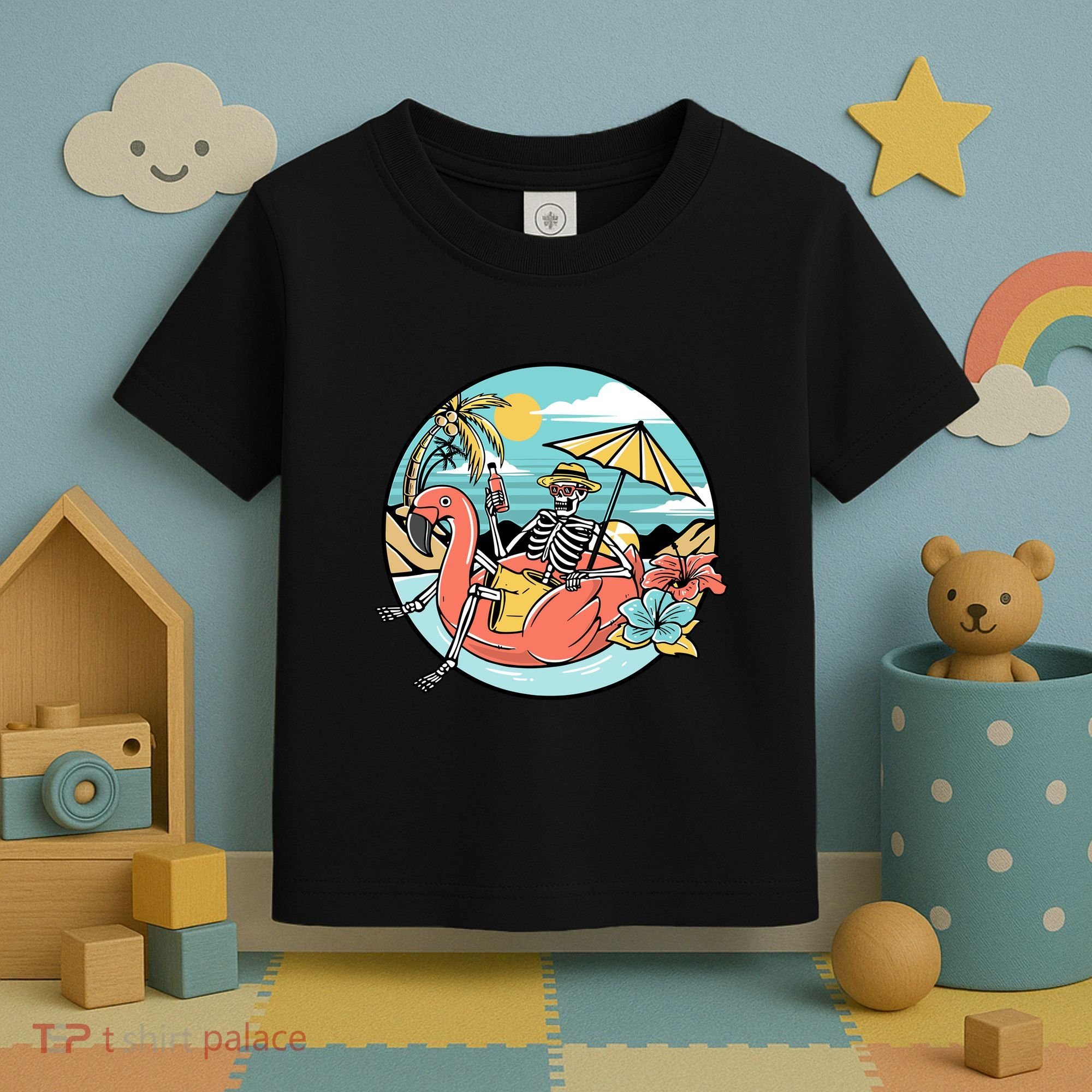 Summer Vibes Chill Vibes Only Hippie Skeleton Toddler T-Shirt