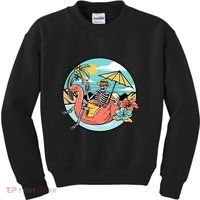 Summer Vibes Chill Vibes Only Hippie Skeleton Kids Sweatshirt thumb 0