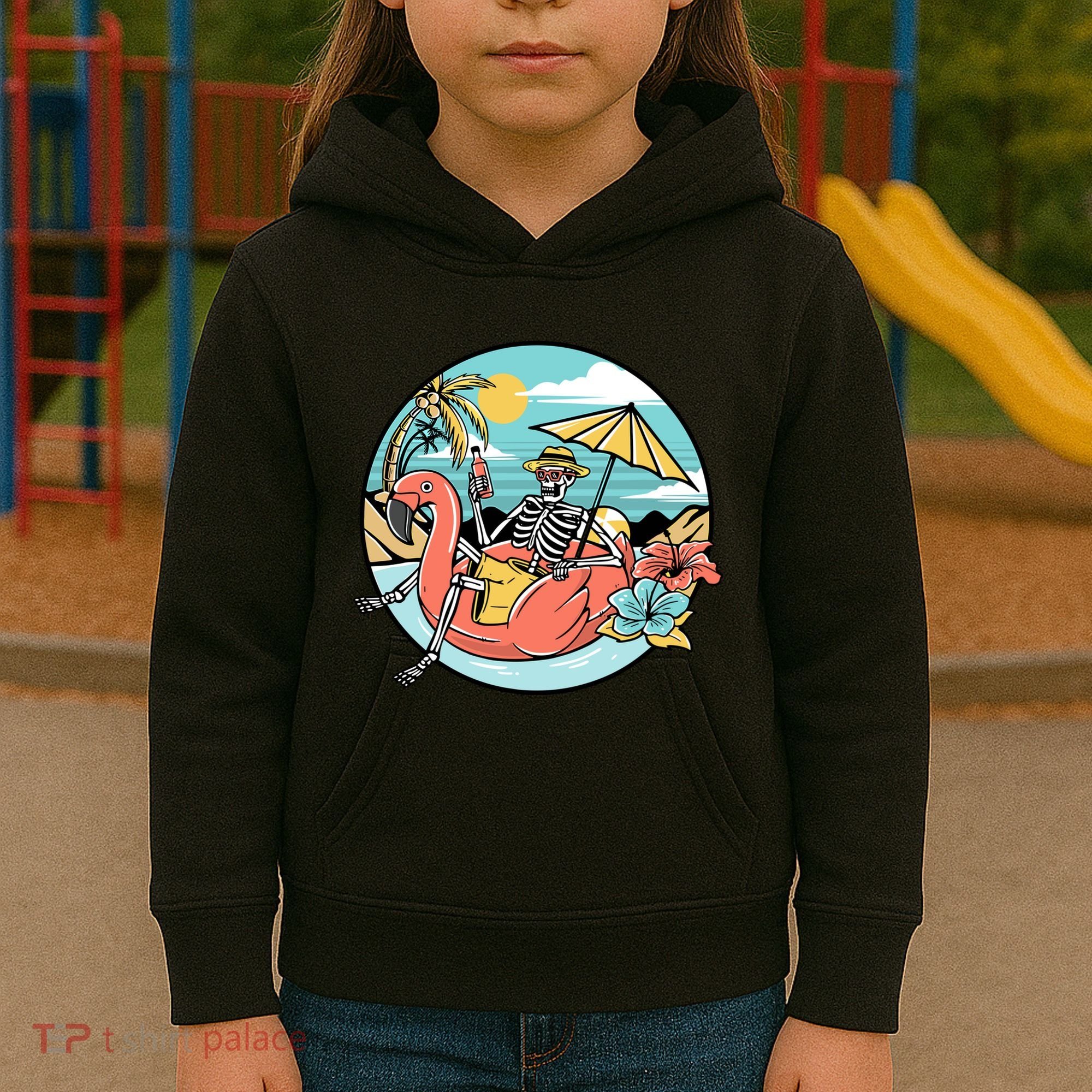 Summer Vibes Chill Vibes Only Hippie Skeleton Kids Hoodie