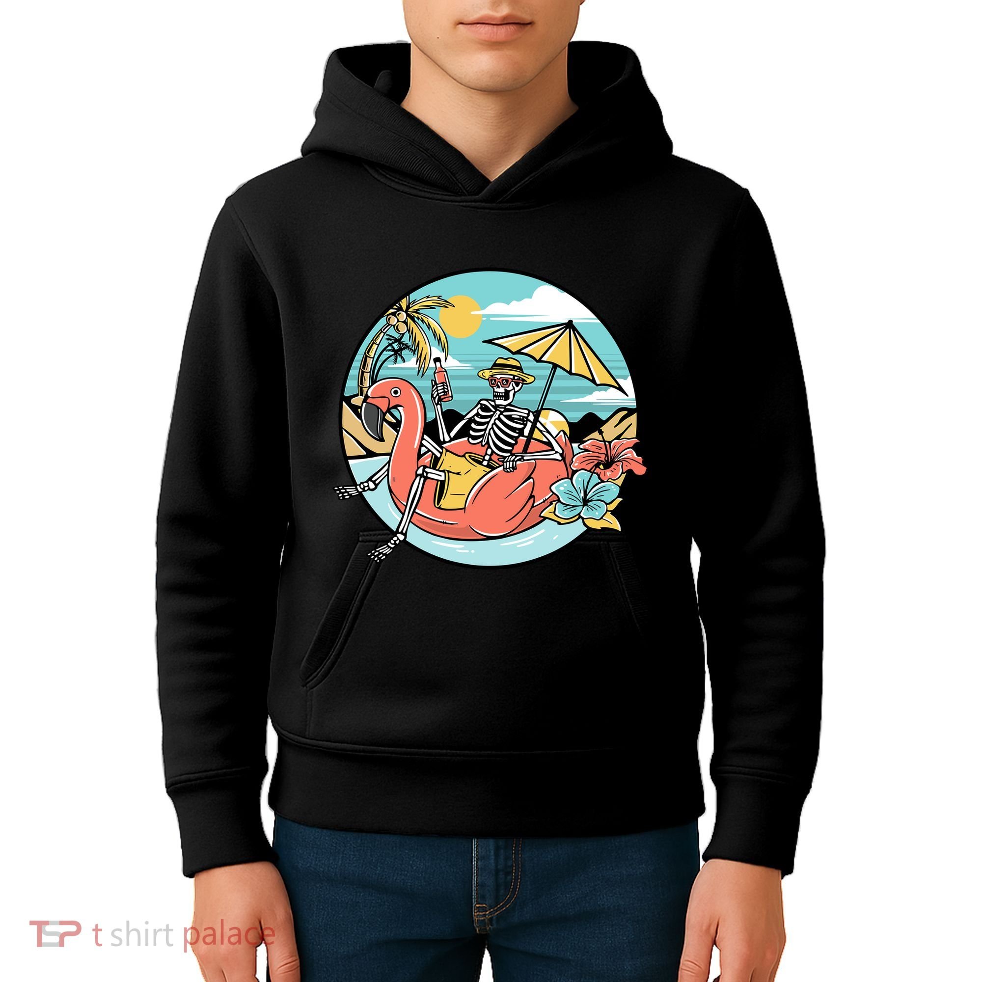 Summer Vibes Chill Vibes Only Hippie Skeleton Kids Hoodie