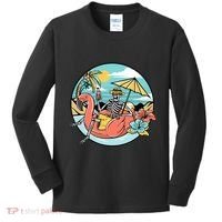 Summer Vibes Chill Vibes Only Hippie Skeleton Kids Long Sleeve Shirt thumb 0