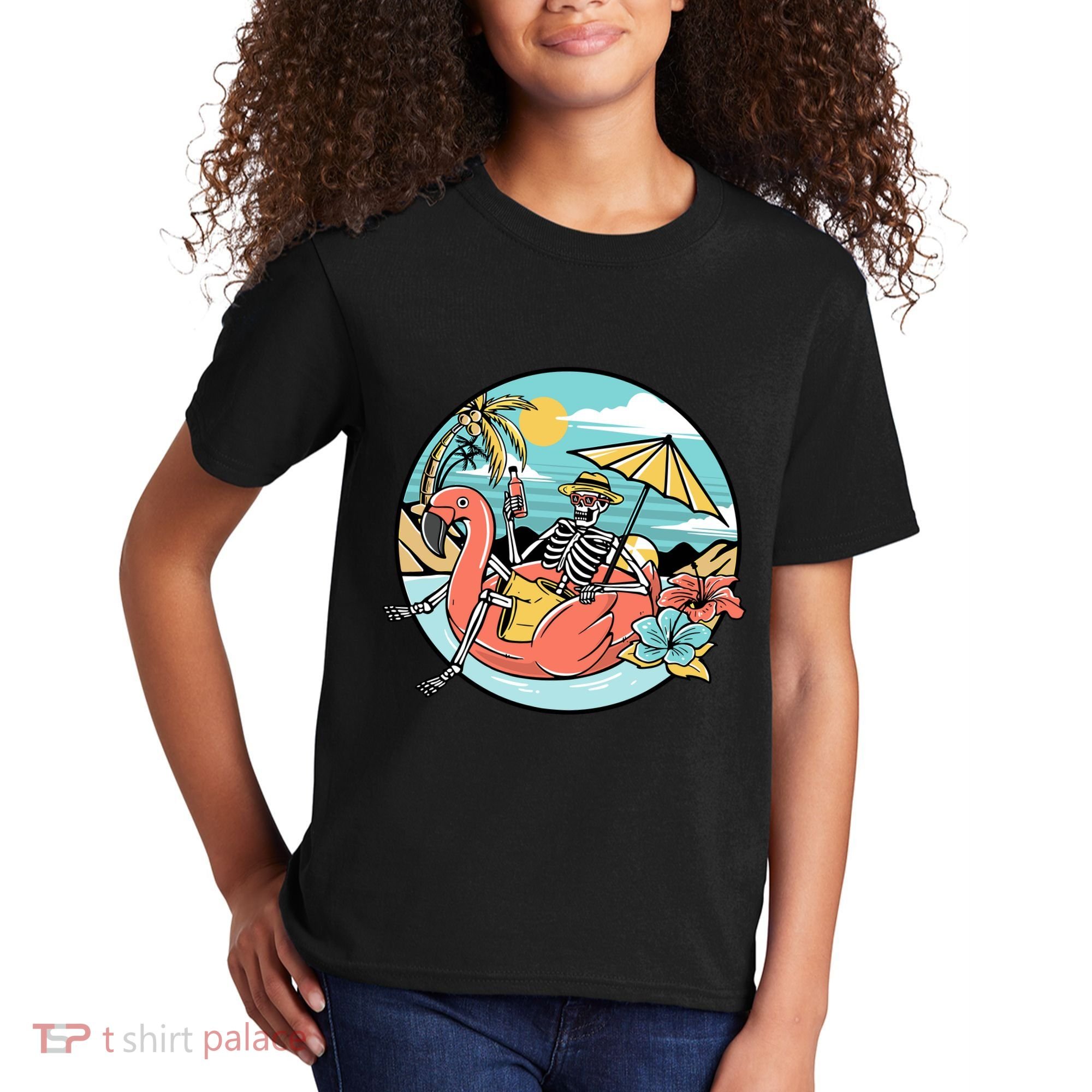 Summer Vibes Chill Vibes Only Hippie Skeleton Kids T-Shirt