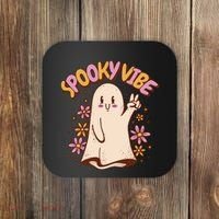 Spooky Vibe Cute Hippie Ghost Coaster thumb 0