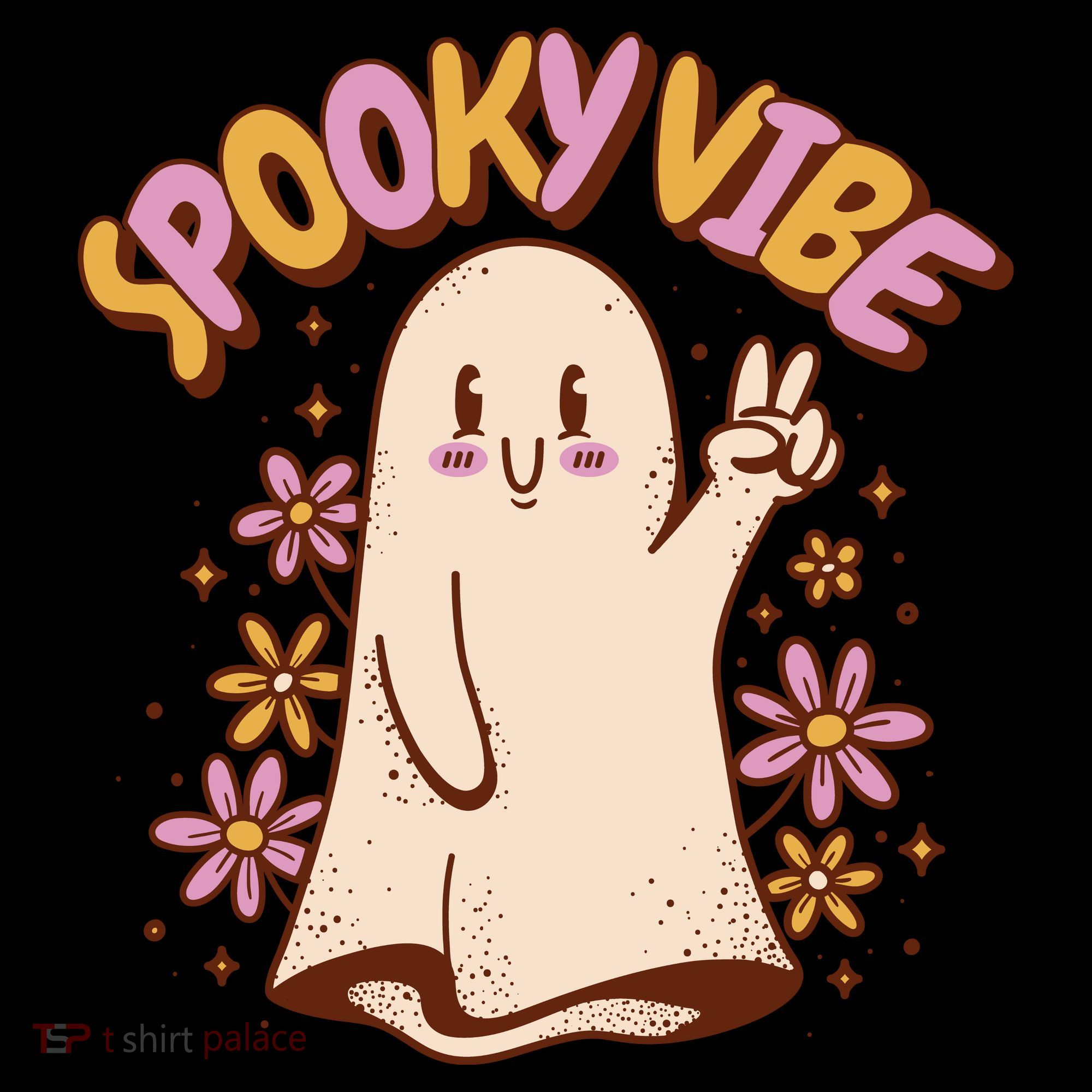 Spooky Vibe Cute Hippie Ghost Coaster