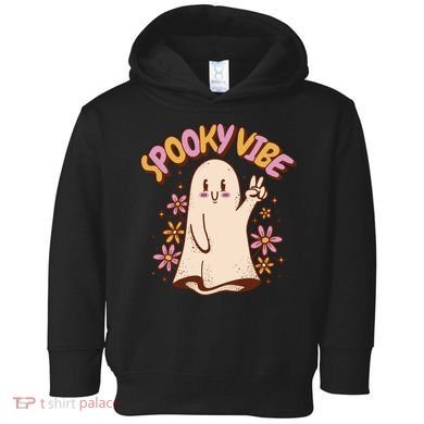 Spooky Vibe Cute Hippie Ghost Toddler Hoodie