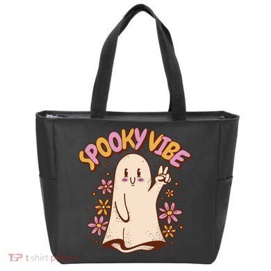 Spooky Vibe Cute Hippie Ghost Tote Bag