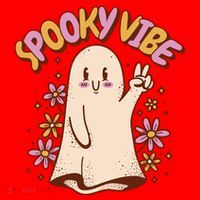Spooky Vibe Cute Hippie Ghost Santa Hat thumb 1