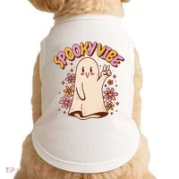 Spooky Vibe Cute Hippie Ghost Doggie Tank thumb 0