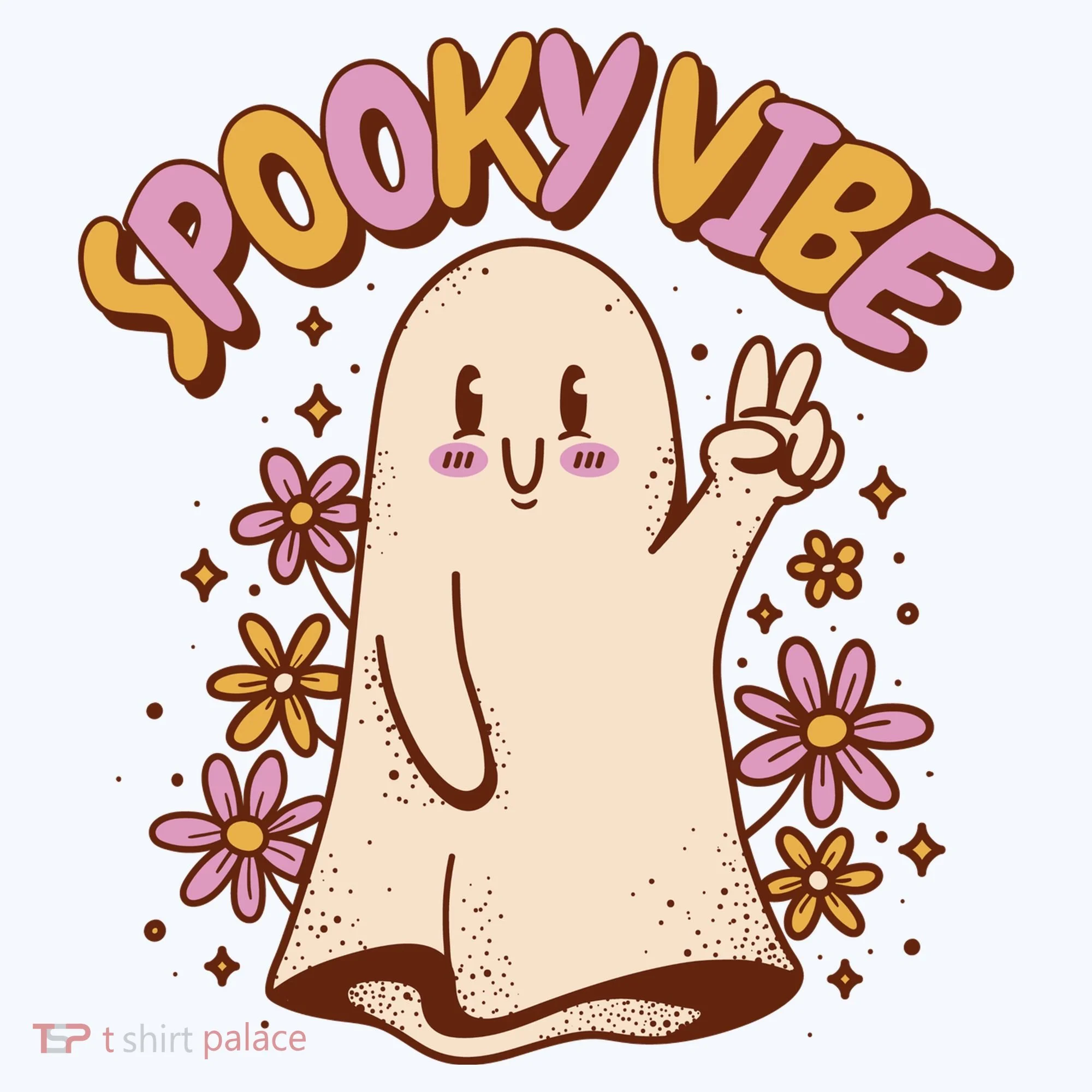 Spooky Vibe Cute Hippie Ghost Doggie Tank