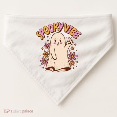 Spooky Vibe Cute Hippie Ghost USA-Made Doggie Bandana