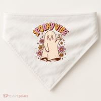 Spooky Vibe Cute Hippie Ghost USA-Made Doggie Bandana thumb 0