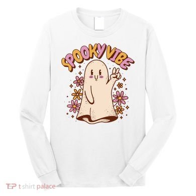 Spooky Vibe Cute Hippie Ghost Long Sleeve Shirt