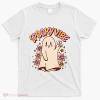 Spooky Vibe Cute Hippie Ghost T-Shirt thumb 0