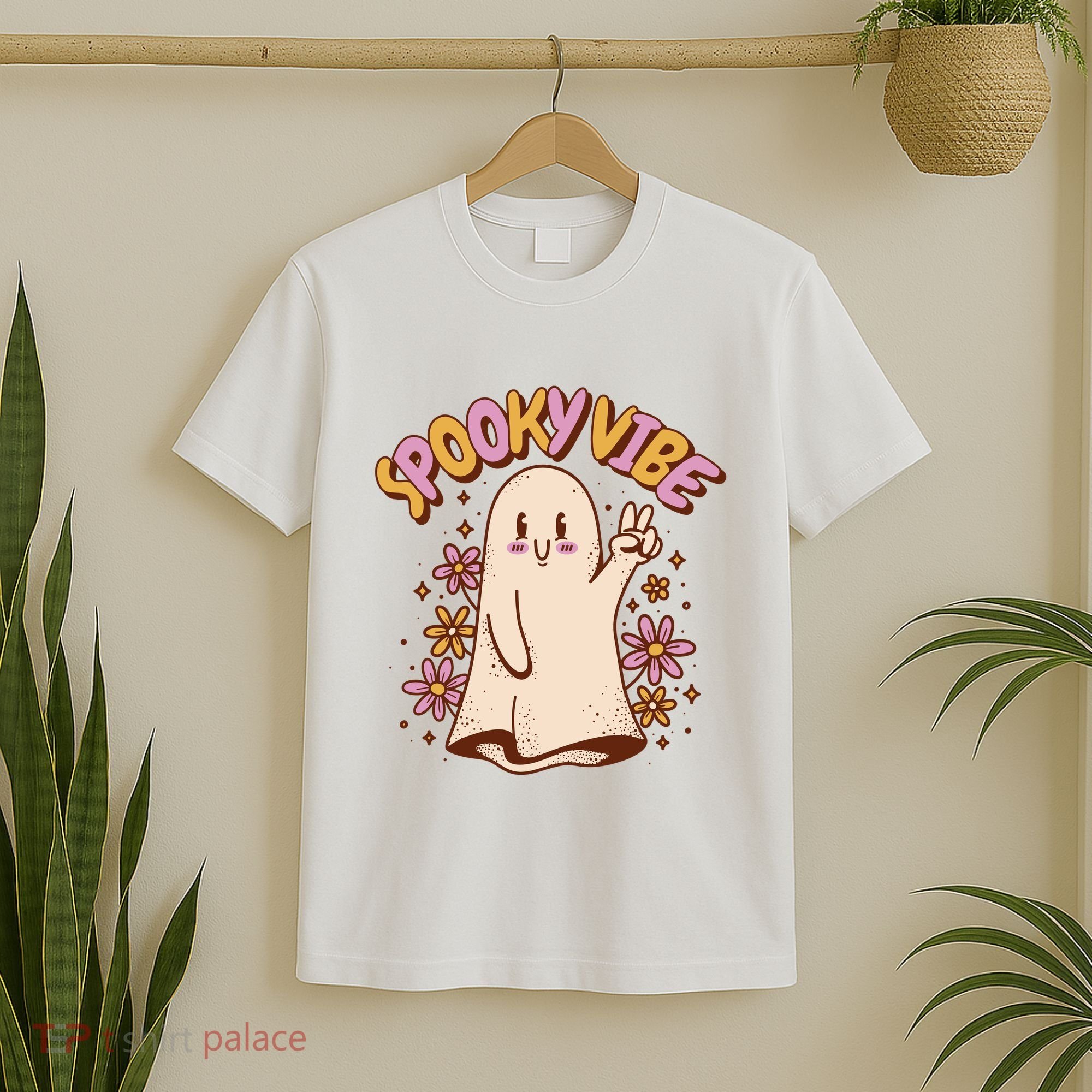 Spooky Vibe Cute Hippie Ghost T-Shirt