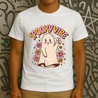 Spooky Vibe Cute Hippie Ghost T-Shirt thumb 3