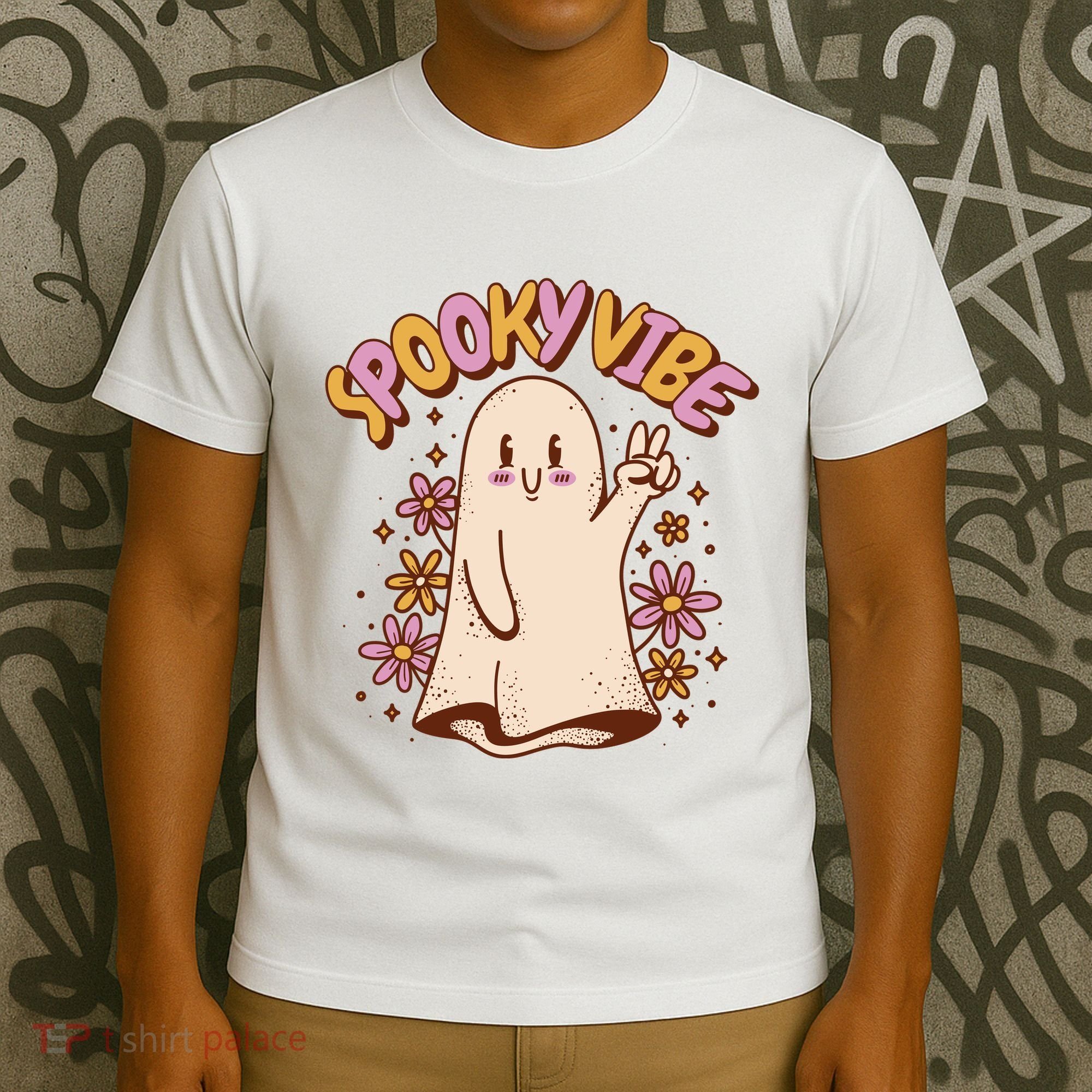 Spooky Vibe Cute Hippie Ghost T-Shirt