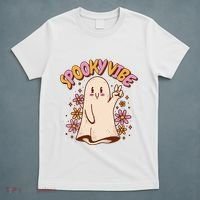 Spooky Vibe Cute Hippie Ghost T-Shirt thumb 5