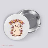 Spooky Vibe Cute Hippie Ghost Button thumb 0
