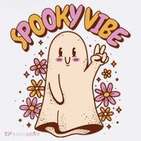 Spooky Vibe Cute Hippie Ghost Bucket Hat thumb 4