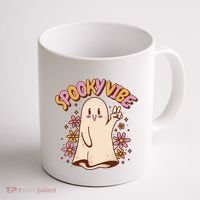 Spooky Vibe Cute Hippie Ghost Coffee Mug thumb 1