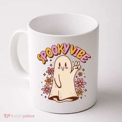 Spooky Vibe Cute Hippie Ghost Coffee Mug
