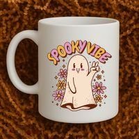 Spooky Vibe Cute Hippie Ghost Coffee Mug thumb 2