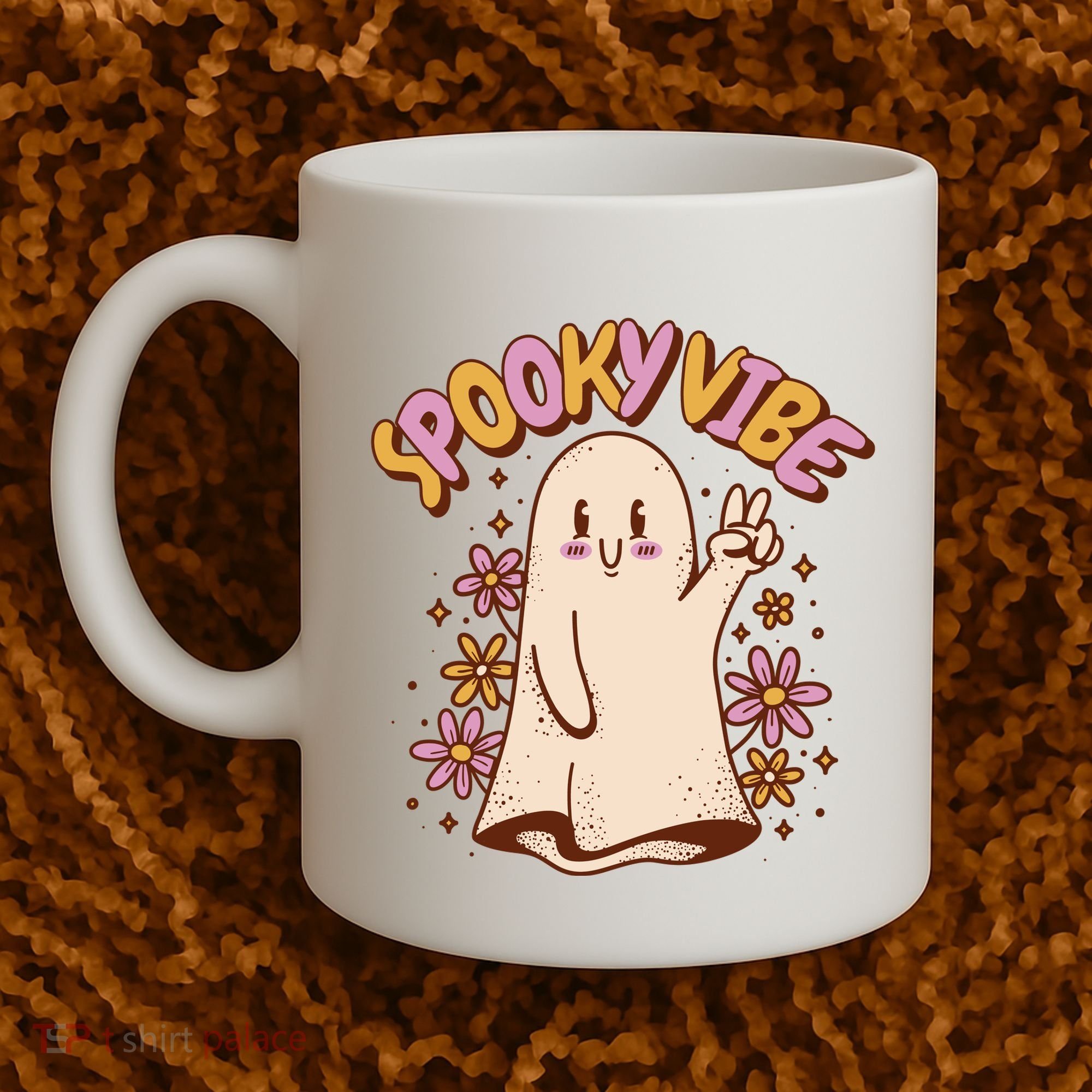 Spooky Vibe Cute Hippie Ghost Coffee Mug