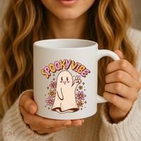 Spooky Vibe Cute Hippie Ghost Coffee Mug thumb 3