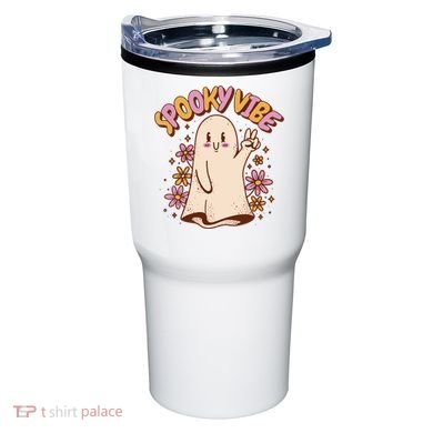 Spooky Vibe Cute Hippie Ghost Tumbler