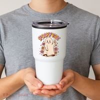 Spooky Vibe Cute Hippie Ghost Tumbler thumb 2