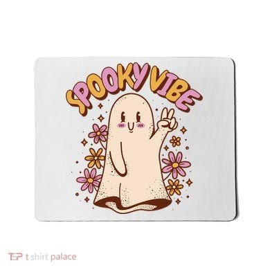 Spooky Vibe Cute Hippie Ghost Mousepad