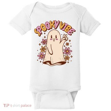 Spooky Vibe Cute Hippie Ghost Baby Bodysuit