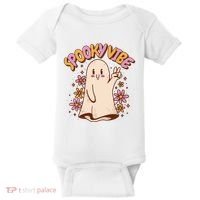 Spooky Vibe Cute Hippie Ghost Baby Bodysuit thumb 0