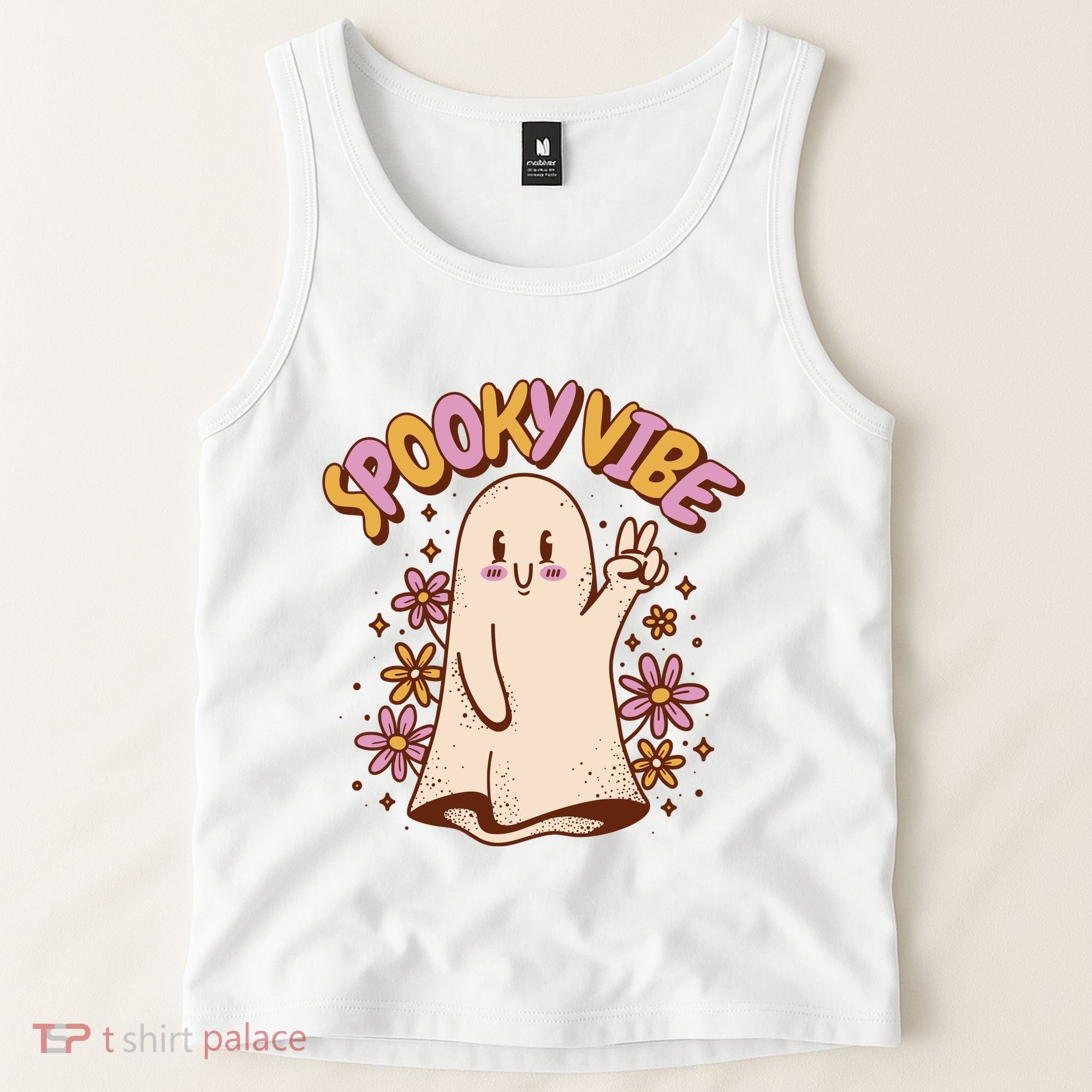 Spooky Vibe Cute Hippie Ghost Tank Top