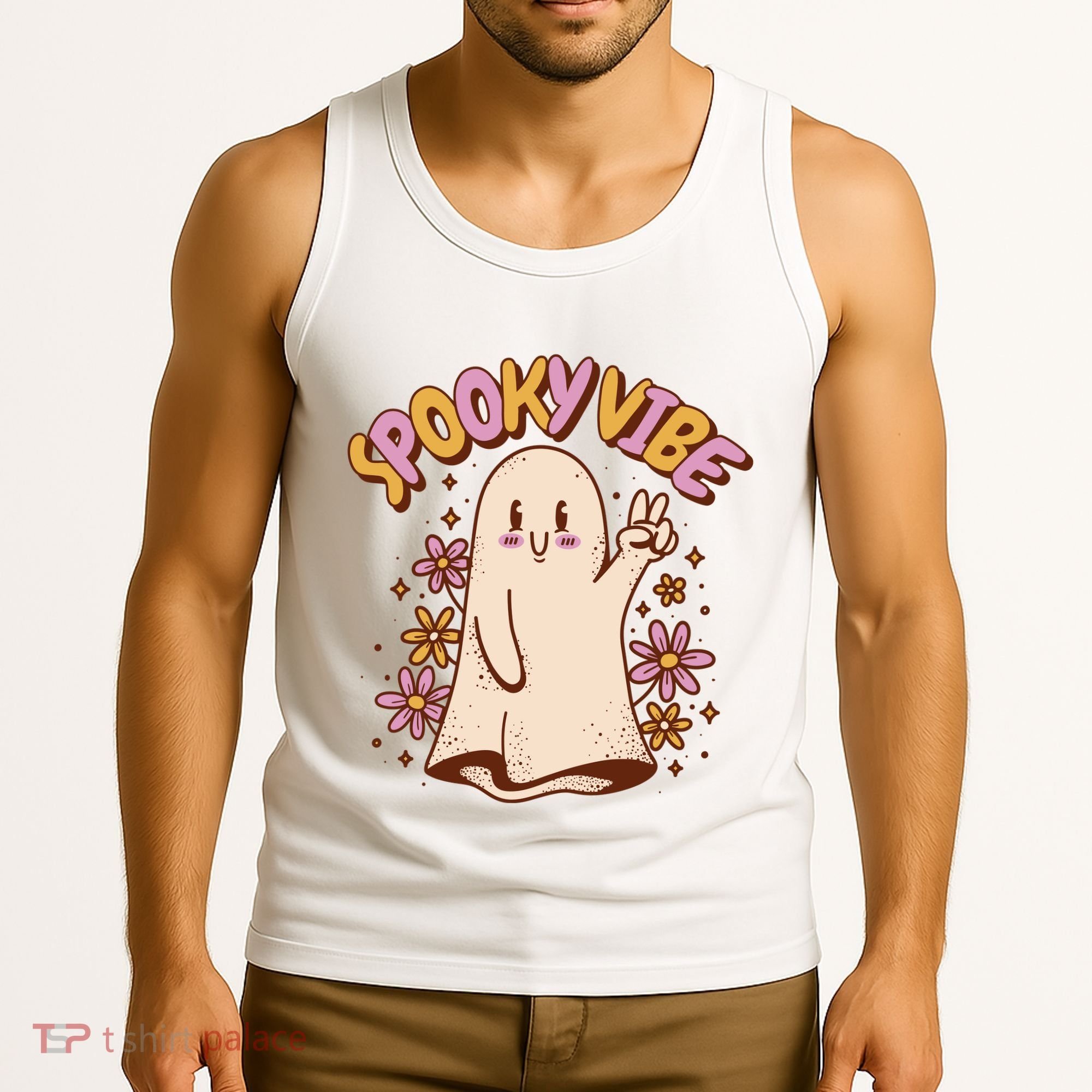 Spooky Vibe Cute Hippie Ghost Tank Top