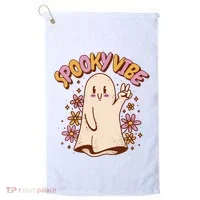 Spooky Vibe Cute Hippie Ghost Golf Towel thumb 0